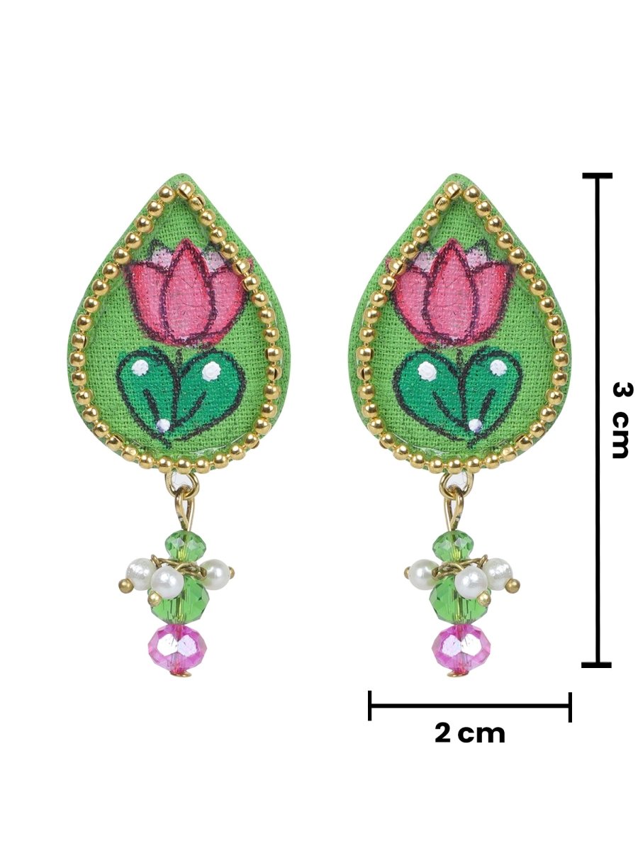 Petal Mini Classic Green Handmade Stud (Earrings) HP - ER - KHOJ.CITY