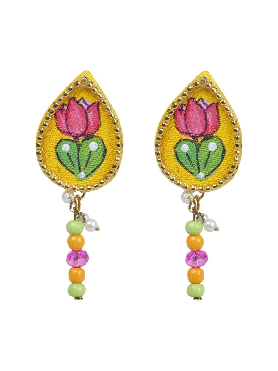 Petal Mini Classic Haldi Yellow Handmade Stud (Earrings) HP - ER - KHOJ.CITY