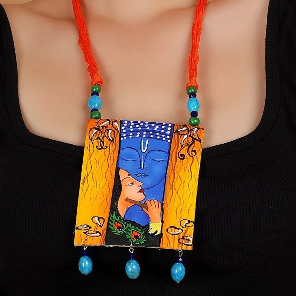 Prem Brij Ke Kanha Traditional Multi Color Hand Painted (Necklace Set) HP - NP - 202 - KHOJ.CITY