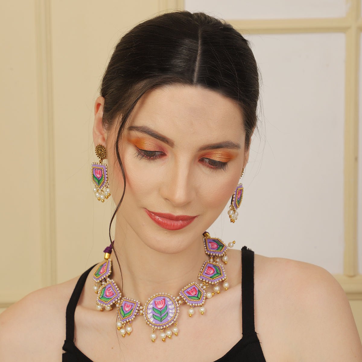 Purply Classic Hand Painted (Choker set) HP - NP - KHOJ.CITY