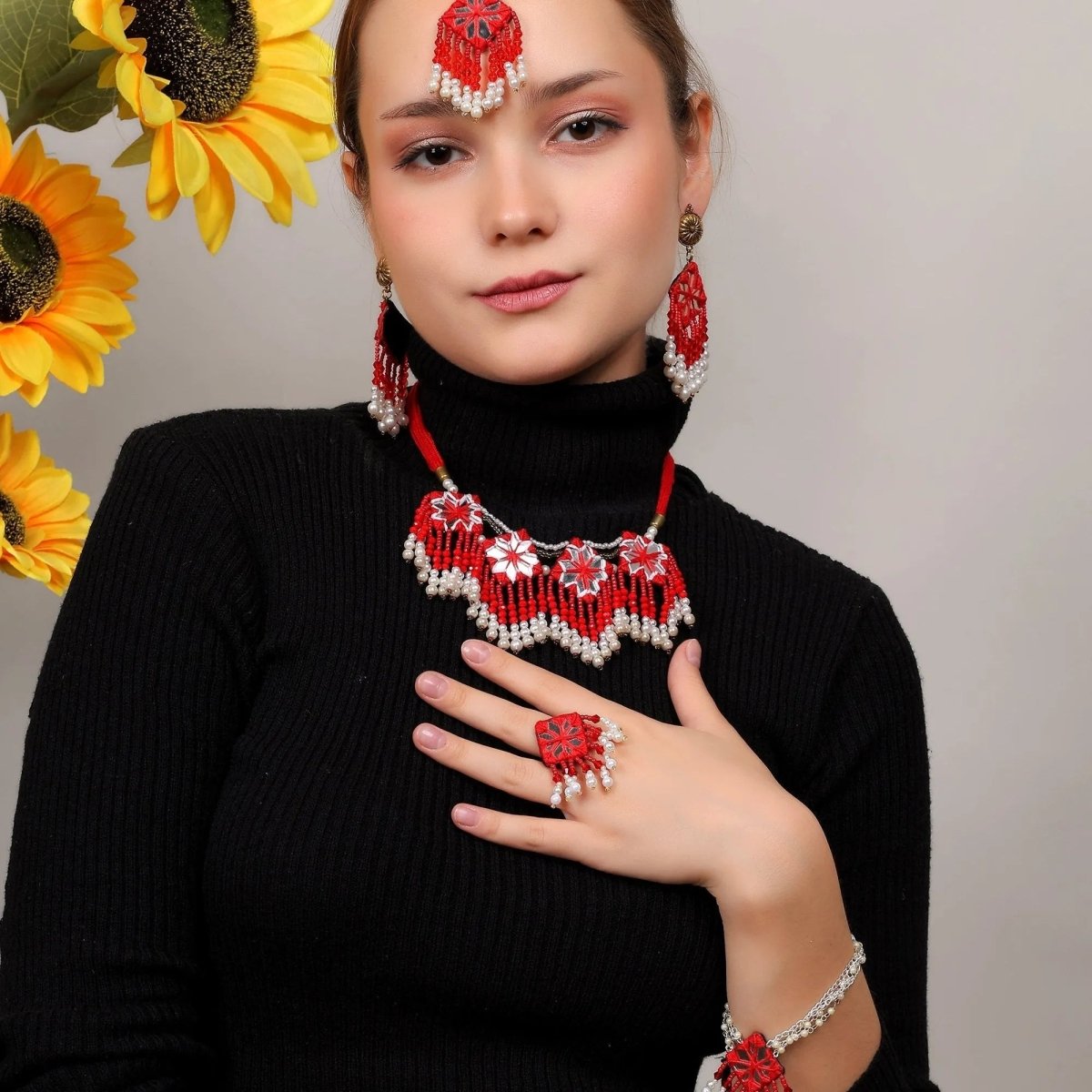 Raani Mirror Traditional Multi Color Handmade Bridal Jewelry (Shaadi Set) - 010 - KHOJ.CITY