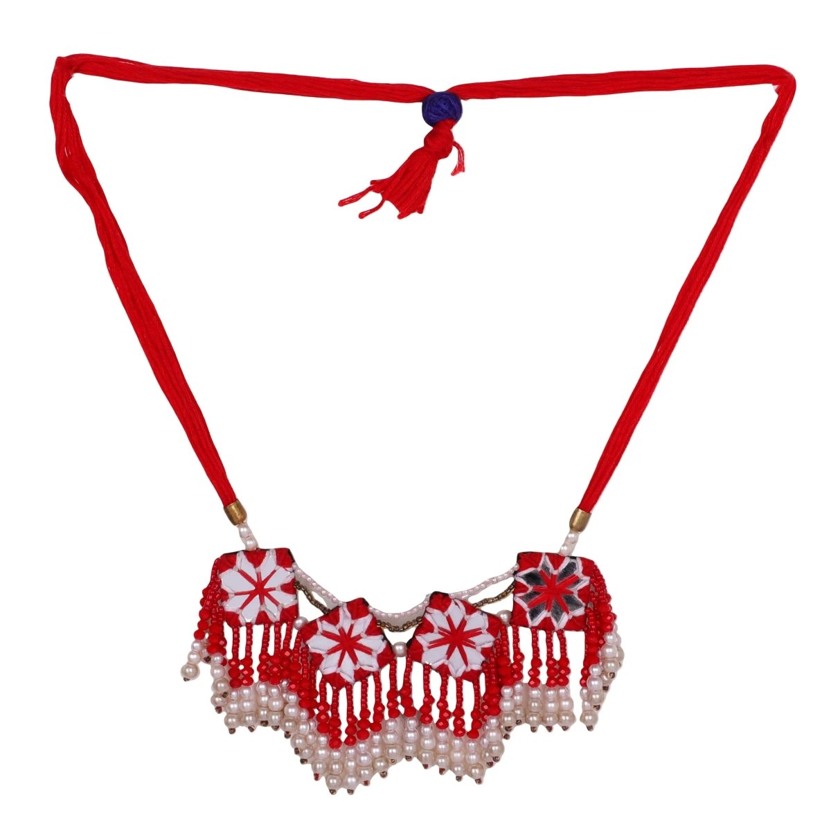 Raani Mirror Traditional Multi Color Handmade Drop (Necklace) HM - NP - 203 - KHOJ.CITY