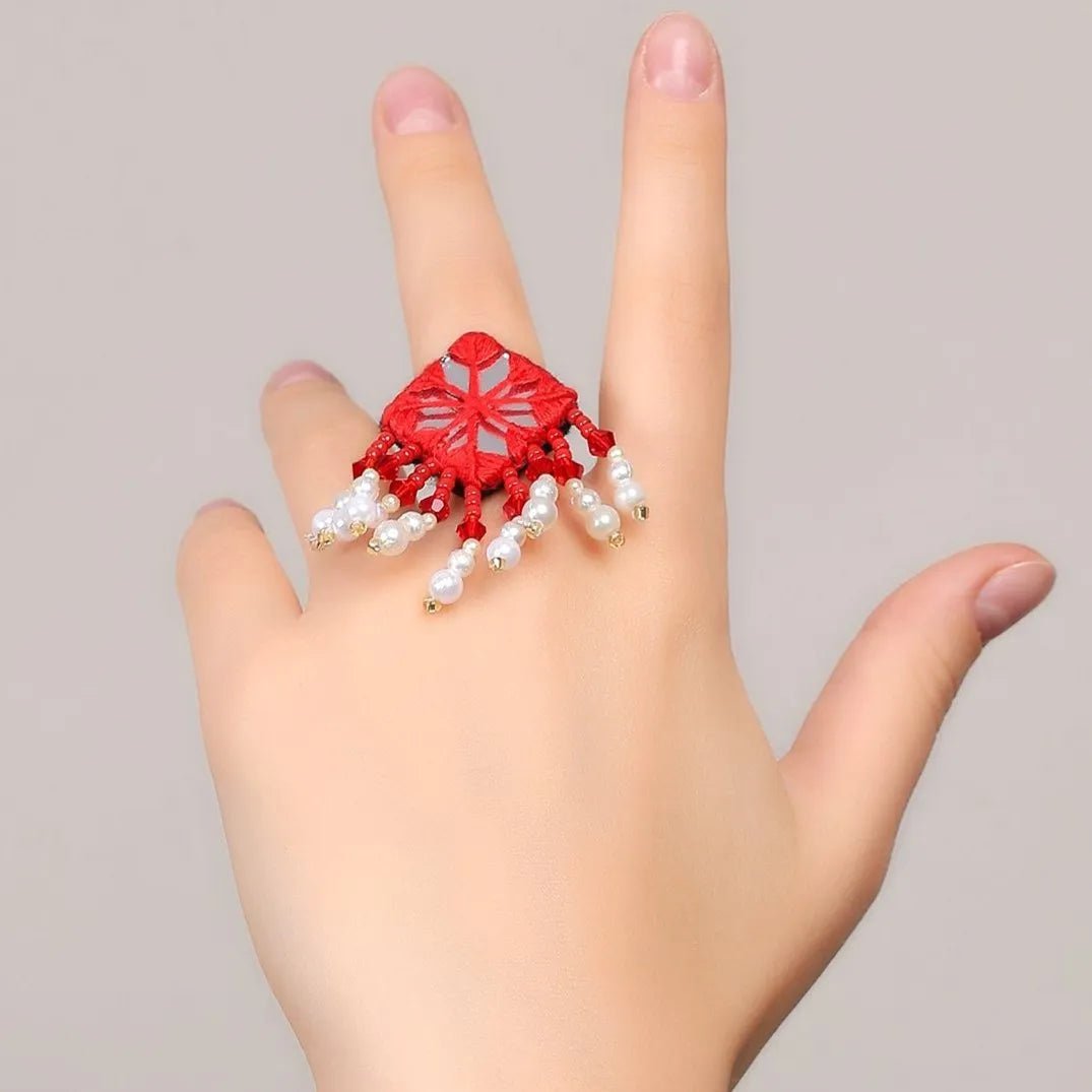 Raani Mirror Traditional Multi Color Handmade (Ring) HM - RG - 010 - KHOJ.CITY