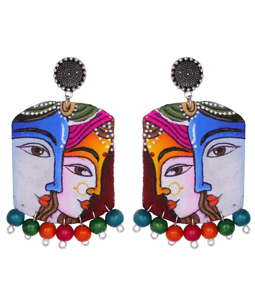 Raasleela Brij Ke Kanha Traditional Multi Color Hand Painted Drop (Earrings) HP - ER - 028 - KHOJ.CITY
