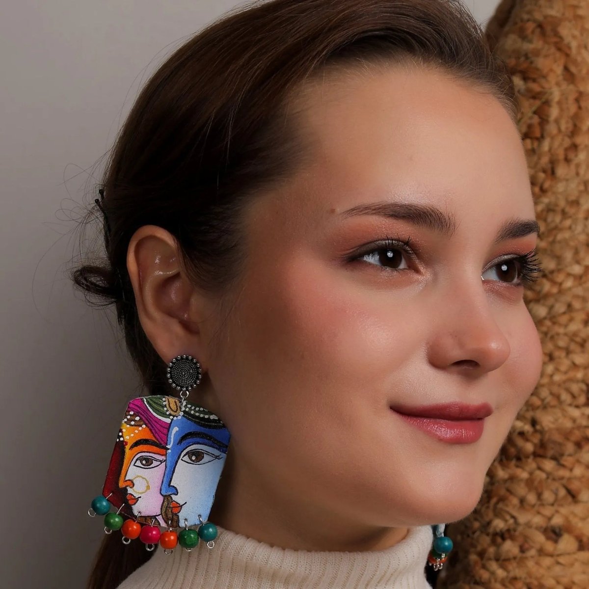 Raasleela Brij Ke Kanha Traditional Multi Color Hand Painted Drop (Earrings) HP - ER - 028 - KHOJ.CITY