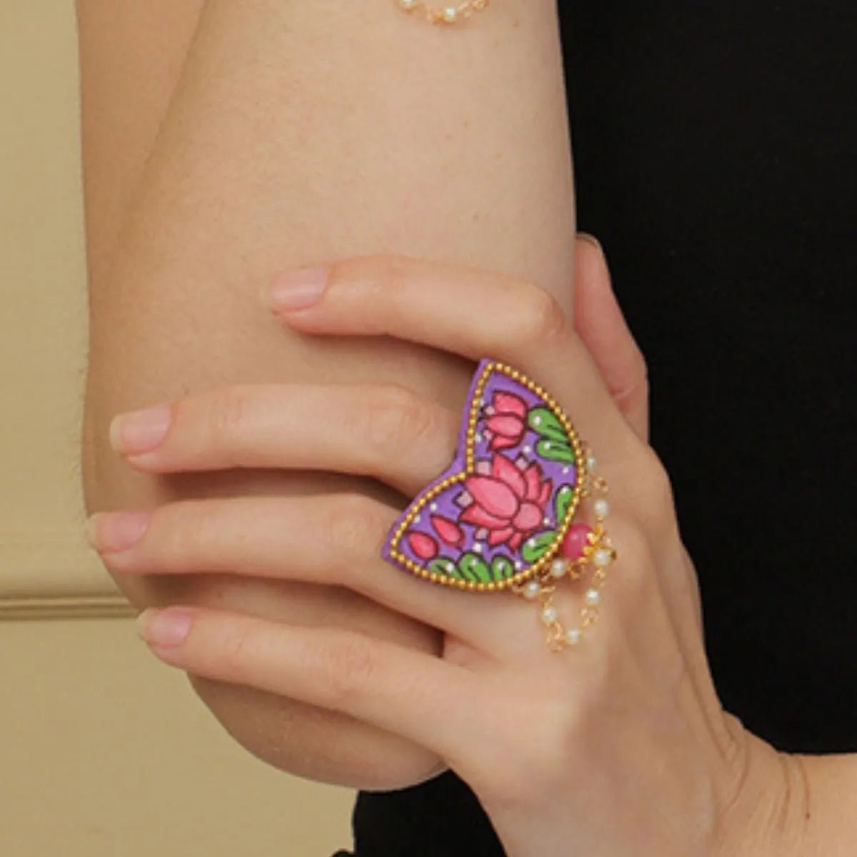 Raeni Traditional Multi Color Hand Painted (Ring) HP - RG - KHOJ.CITY