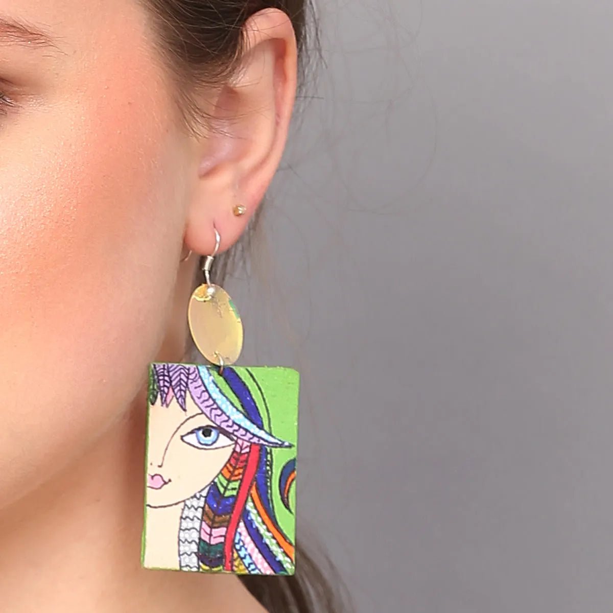 Rangeen Modern Multi Color Hand Painted Drop (Earrings) HP - ER - 168 - KHOJ.CITY