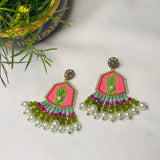 Reni Handpainted Pink (Earrings) - KHOJ.CITY