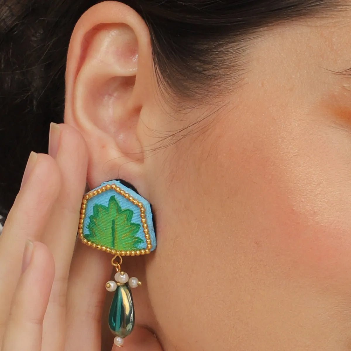 Reni Mini Classic Blue Handmade Stud (Earrings) HP - ER - KHOJ.CITY