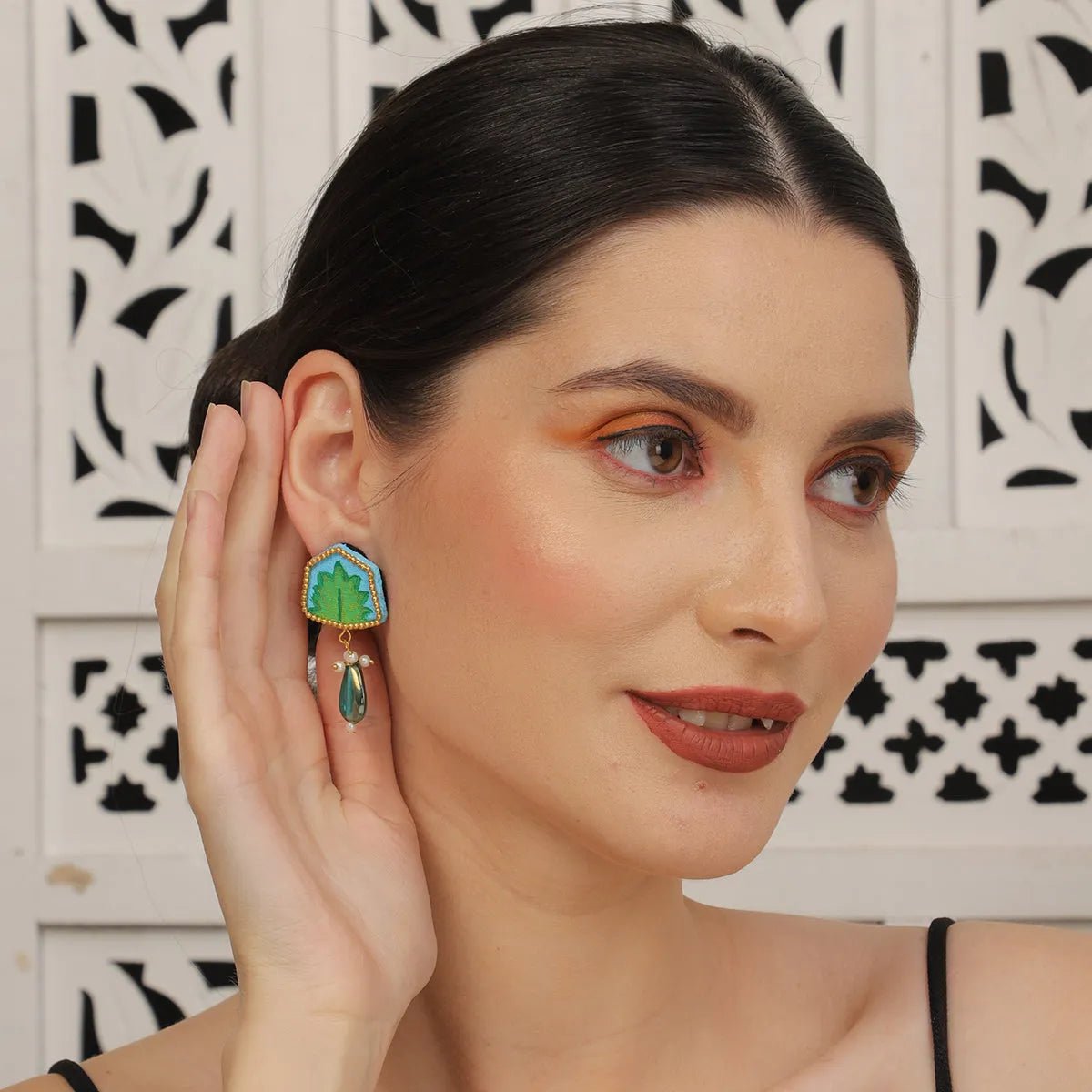 Reni Mini Classic Blue Handmade Stud (Earrings) HP - ER - KHOJ.CITY