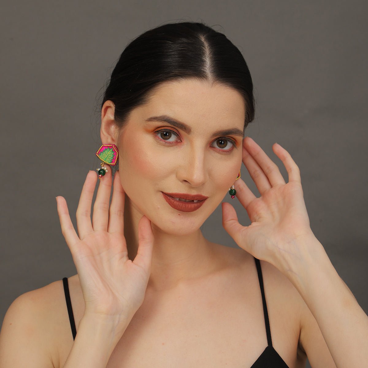 Reni Mini Classic Dark Pink Handmade Stud (Earrings) HP - ER - KHOJ.CITY