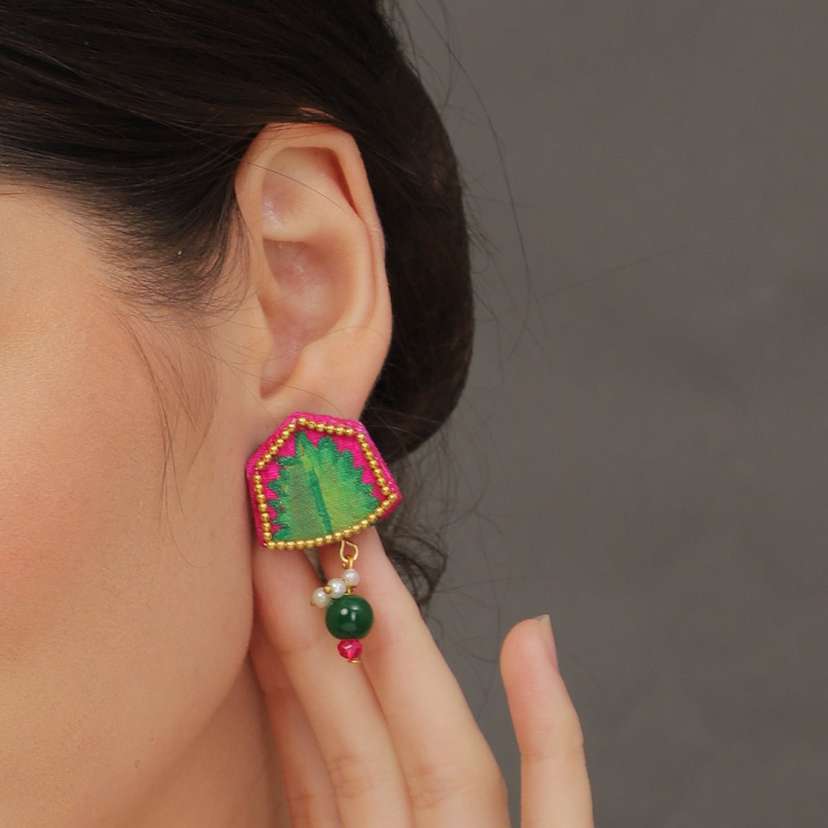 Reni Mini Classic Dark Pink Handmade Stud (Earrings) HP - ER - KHOJ.CITY