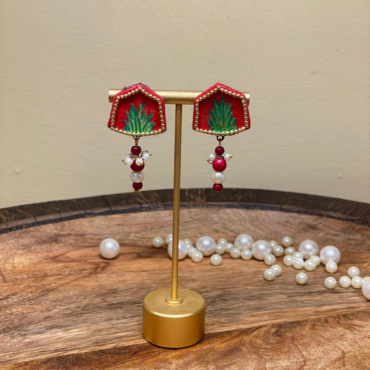 Reni Mini Classic Red Handmade Stud (Earrings) HP - ER - KHOJ.CITY