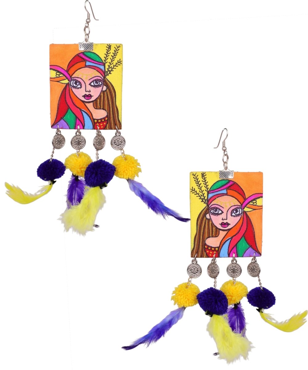 Rim Jhim Bohemian Multi Color Hand Painted Drop (Earrings) HP - ER - 170 - KHOJ.CITY