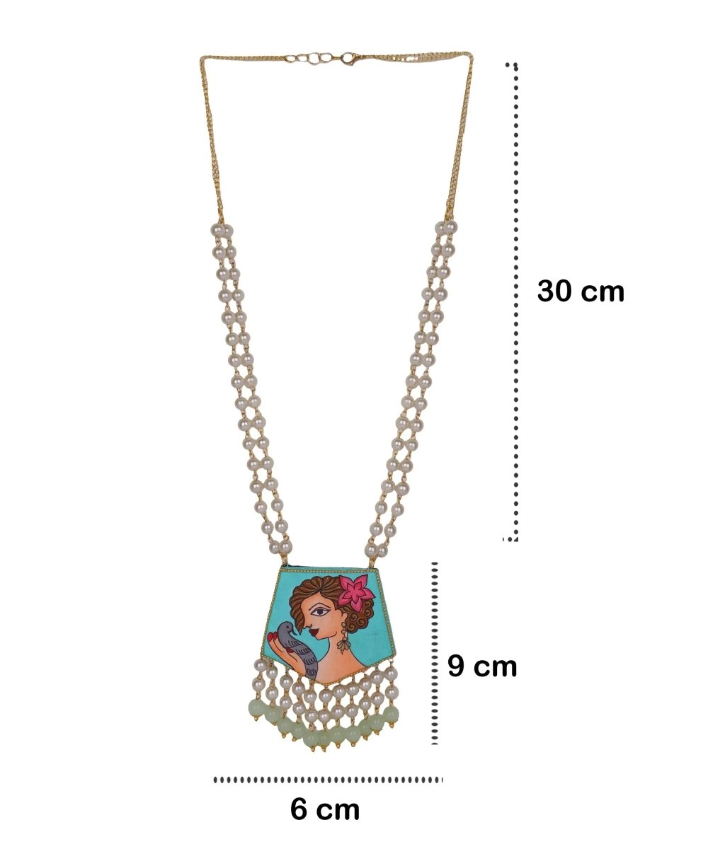 Roop Green Bohemian Hand Painted (Necklace) HP - NP - 206 - KHOJ.CITY