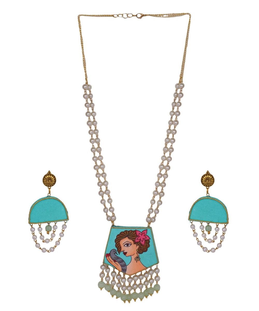 Roop Green Bohemian Hand Painted (Necklace Set) HP - NP - 131 - KHOJ.CITY