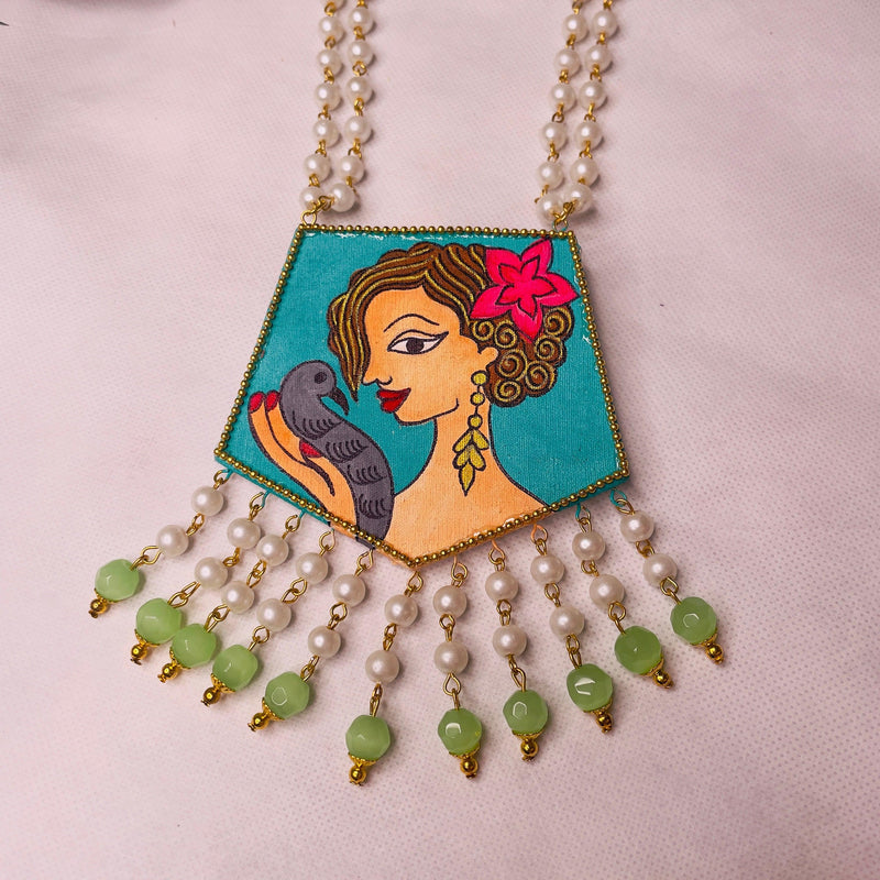 Roop Handpainted Green (Necklace) - KHOJ.CITY