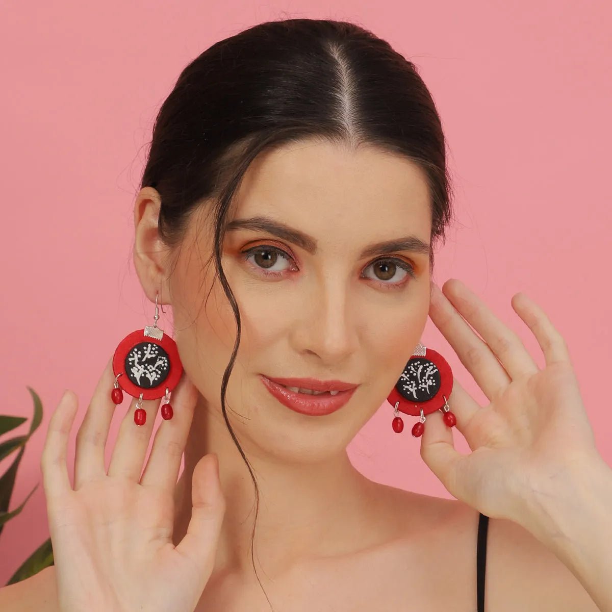 Rosy Traditional Multi Color Hand Painted Drop (Earrings) HP - ER - 172 - KHOJ.CITY