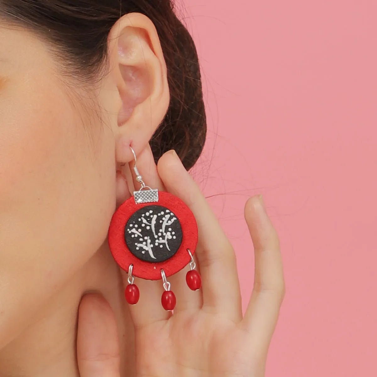 Rosy Traditional Multi Color Hand Painted Drop (Earrings) HP - ER - 172 - KHOJ.CITY