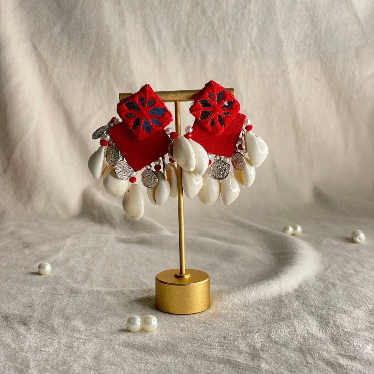 Ruby Traditional Multi Color Handmade Stud (Earrings) HM - ER - 056 - KHOJ.CITY