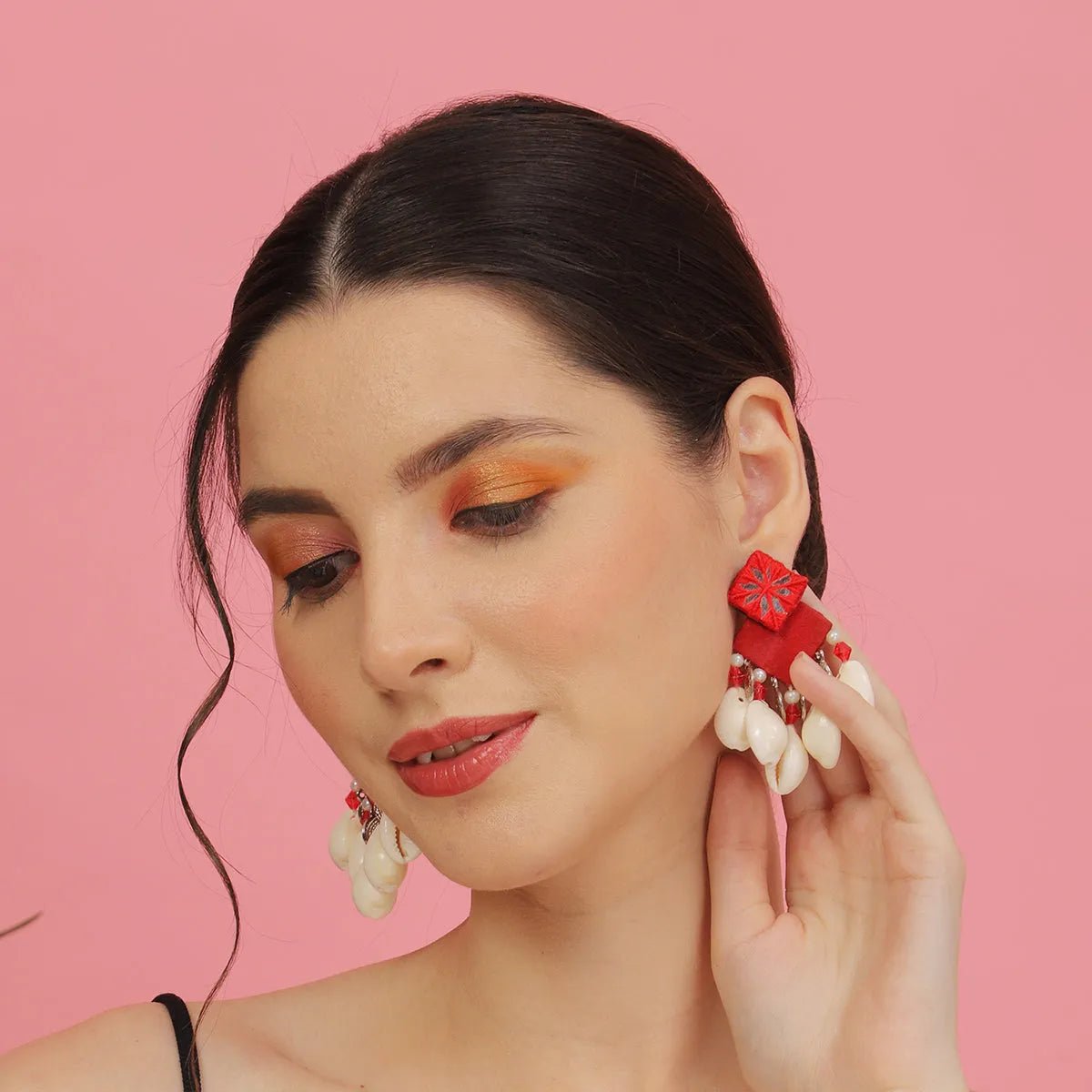 Ruby Traditional Multi Color Handmade Stud (Earrings) HM - ER - 056 - KHOJ.CITY