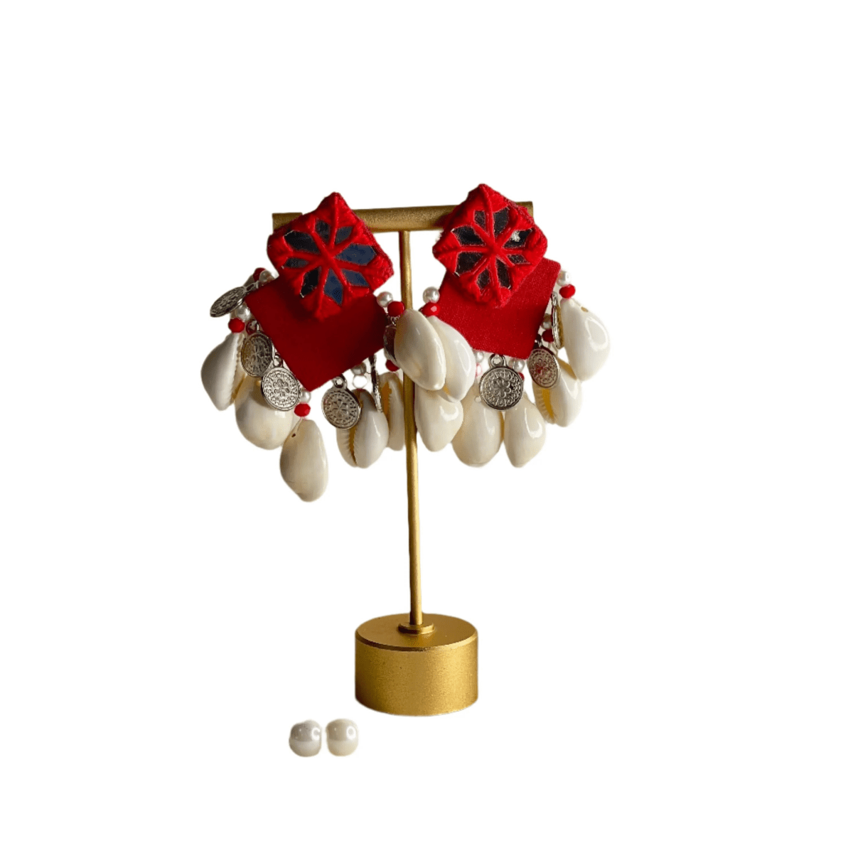 Ruby Traditional Multi Color Handmade Stud (Earrings) HM - ER - 056 - KHOJ.CITY