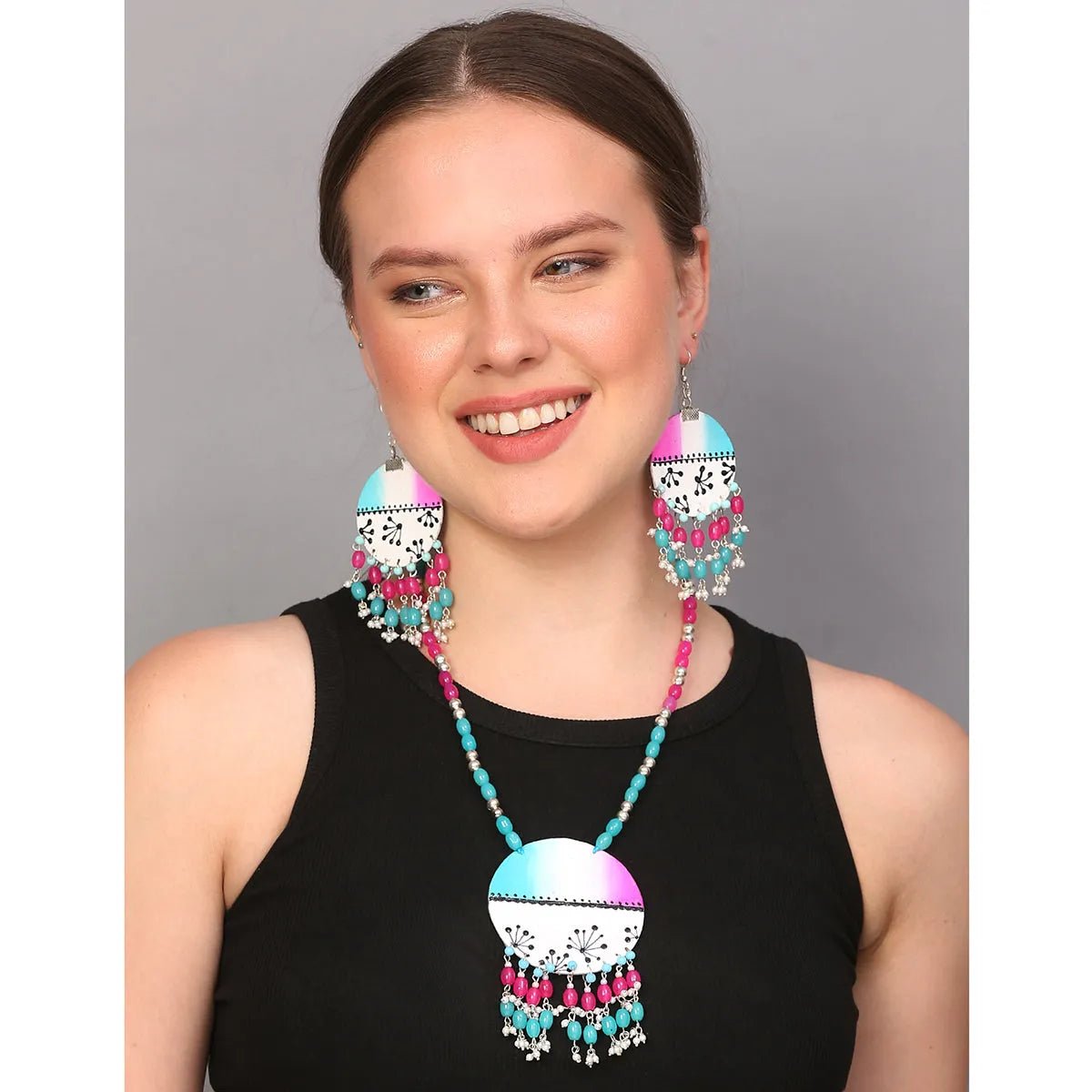 Sage Rosa Blue Classic Handmade (Necklace set) HM - NP - KHOJ.CITY