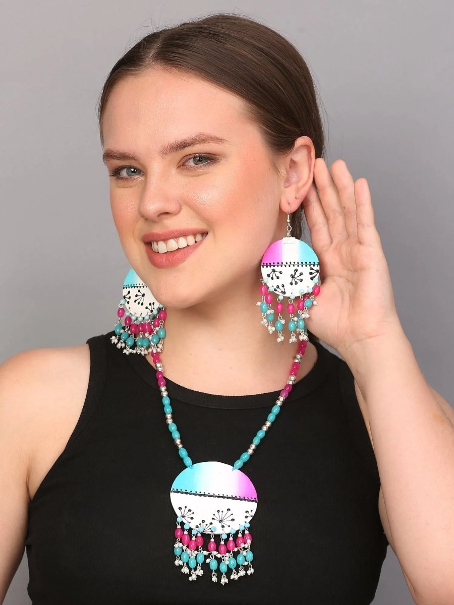 Sage Rosa Blue Classic Handmade (Necklace set) HM - NP - KHOJ.CITY