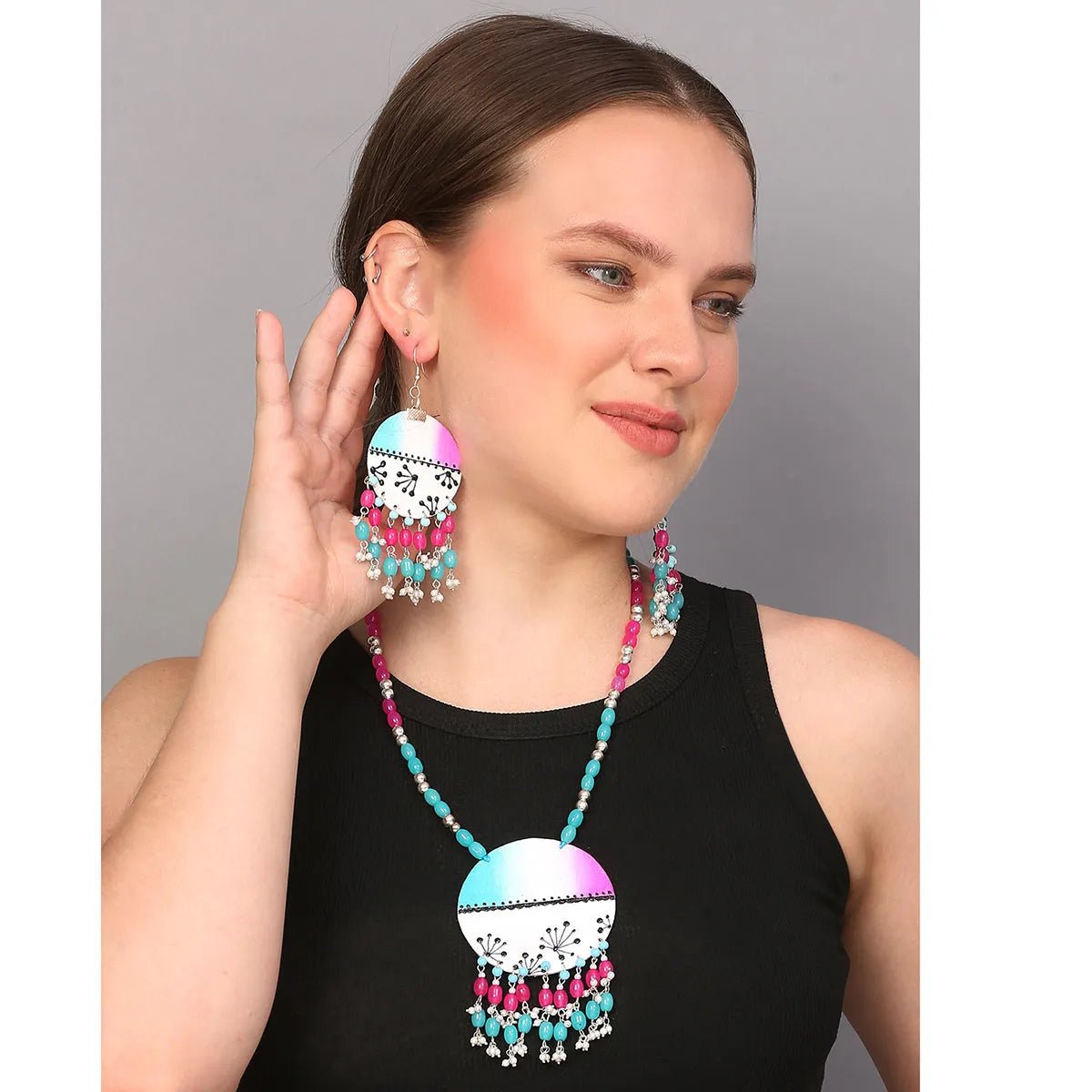 Sage Rosa Blue Classic Handmade (Necklace set) HM - NP - KHOJ.CITY
