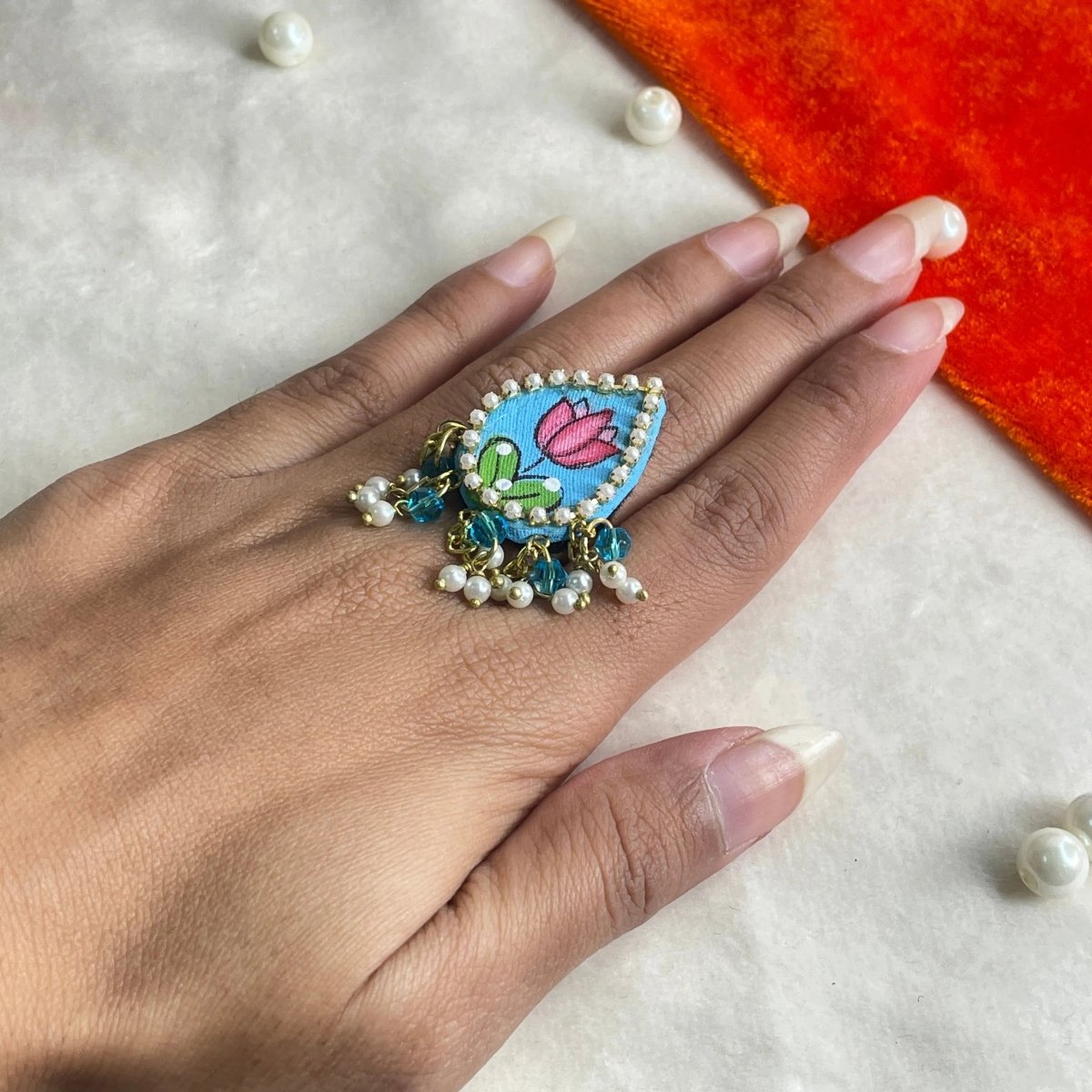 Sapphire Classic Multi Color Hand Painted (Ring) HP - RG - 004 - KHOJ.CITY