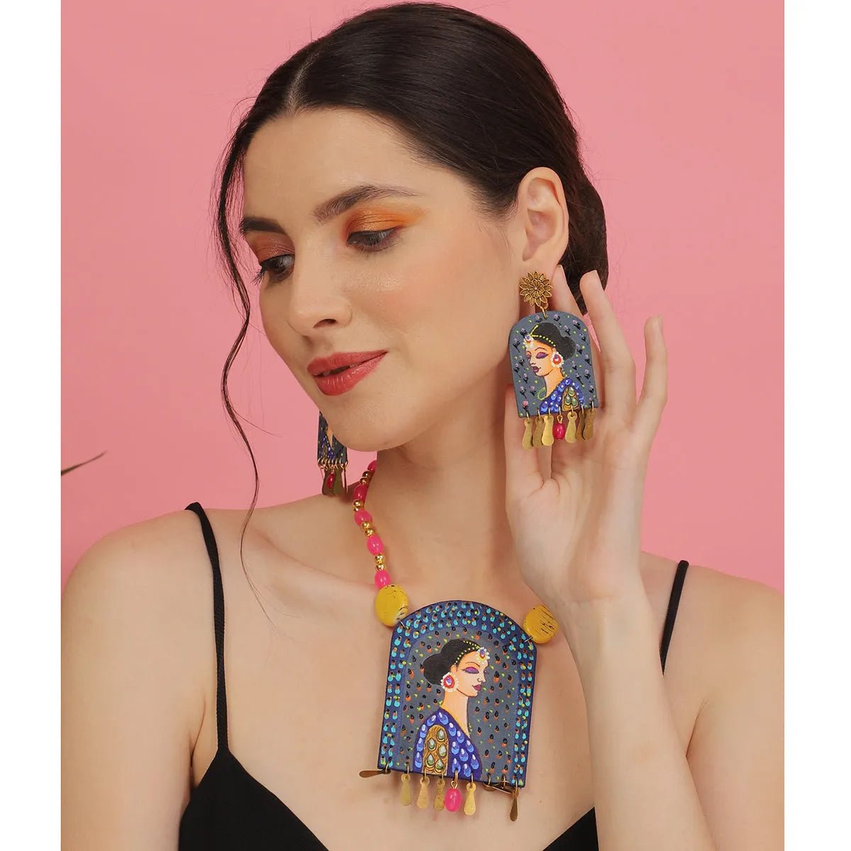 Saundarya Classic Multi Color Hand Painted (Necklace Set) HP - NP - KHOJ.CITY