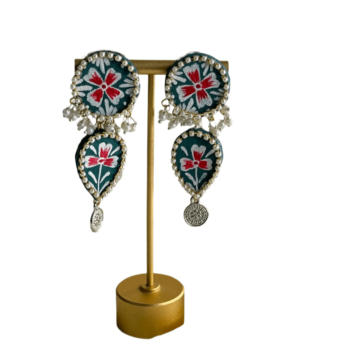 Sharon Traditional Multi Color Hand Painted Drop (Earrings) HP - ER - 074 - KHOJ.CITY