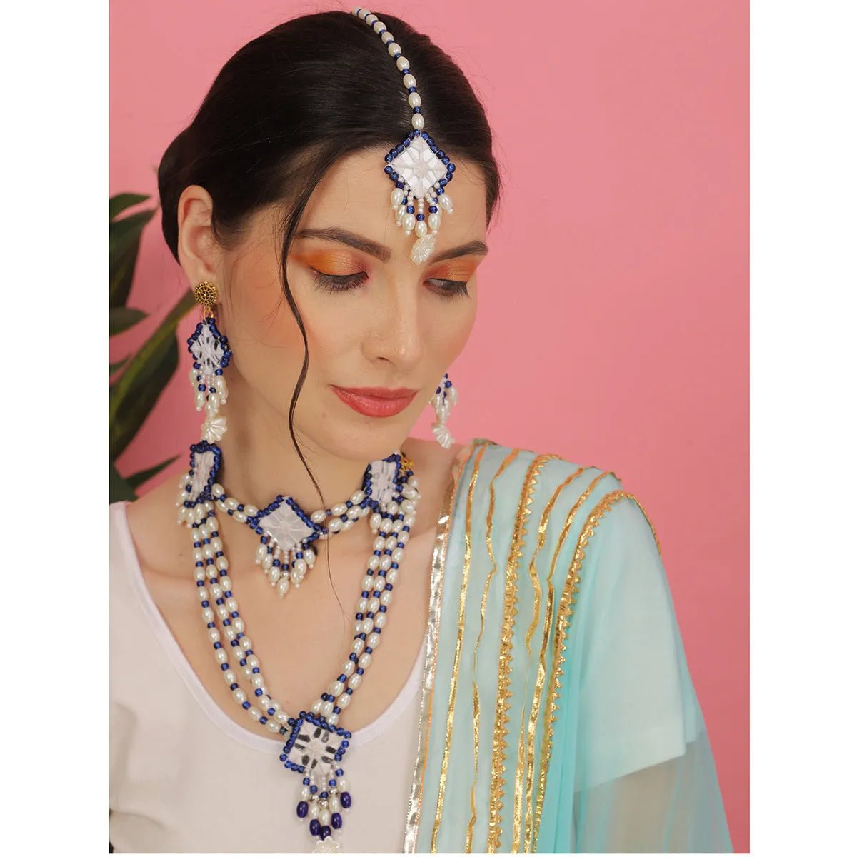 Sheesha Classic Blue Hand Painted (Choker set) HP - NP - KHOJ.CITY