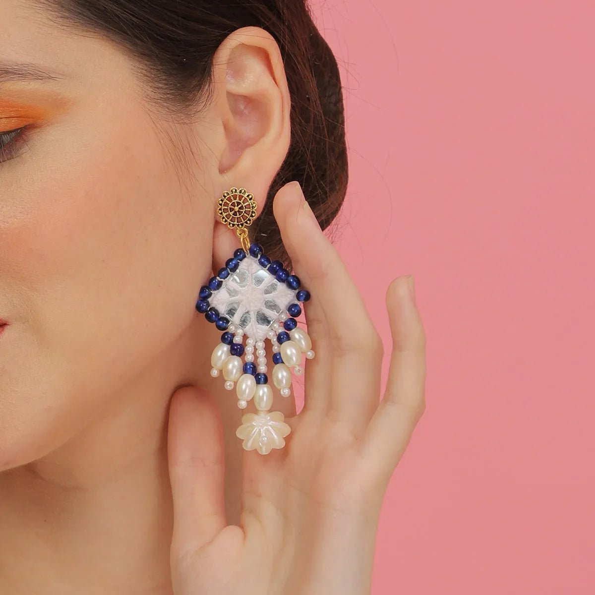 Sheesha Multi Color Handmade Drop (Earrings) HM - ER - KHOJ.CITY