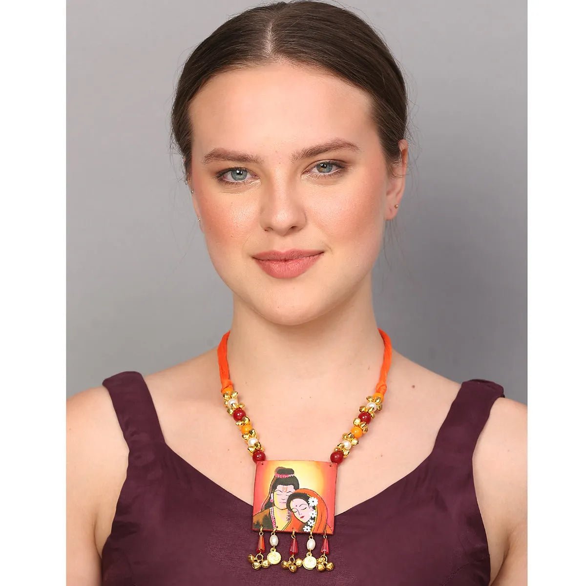 Siya Ram Traditional Multi Color Hand Painted (Necklace) HP - NP - 097 - KHOJ.CITY