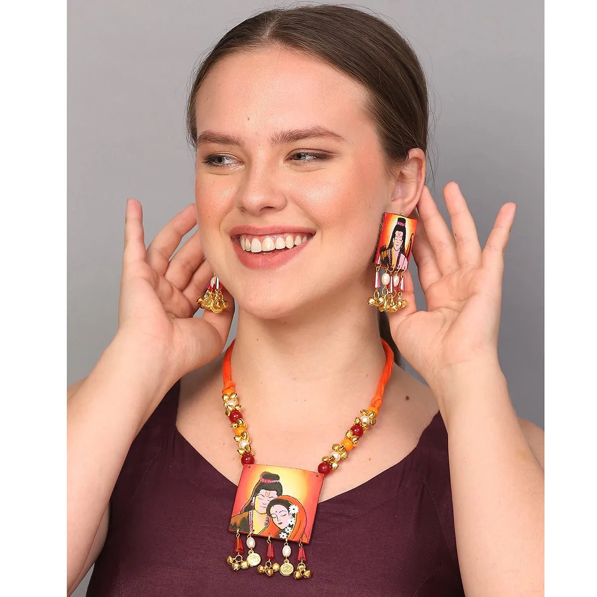 Siya Ram Traditional Multi Color Handmade (Necklace set) HP - NP - KHOJ.CITY