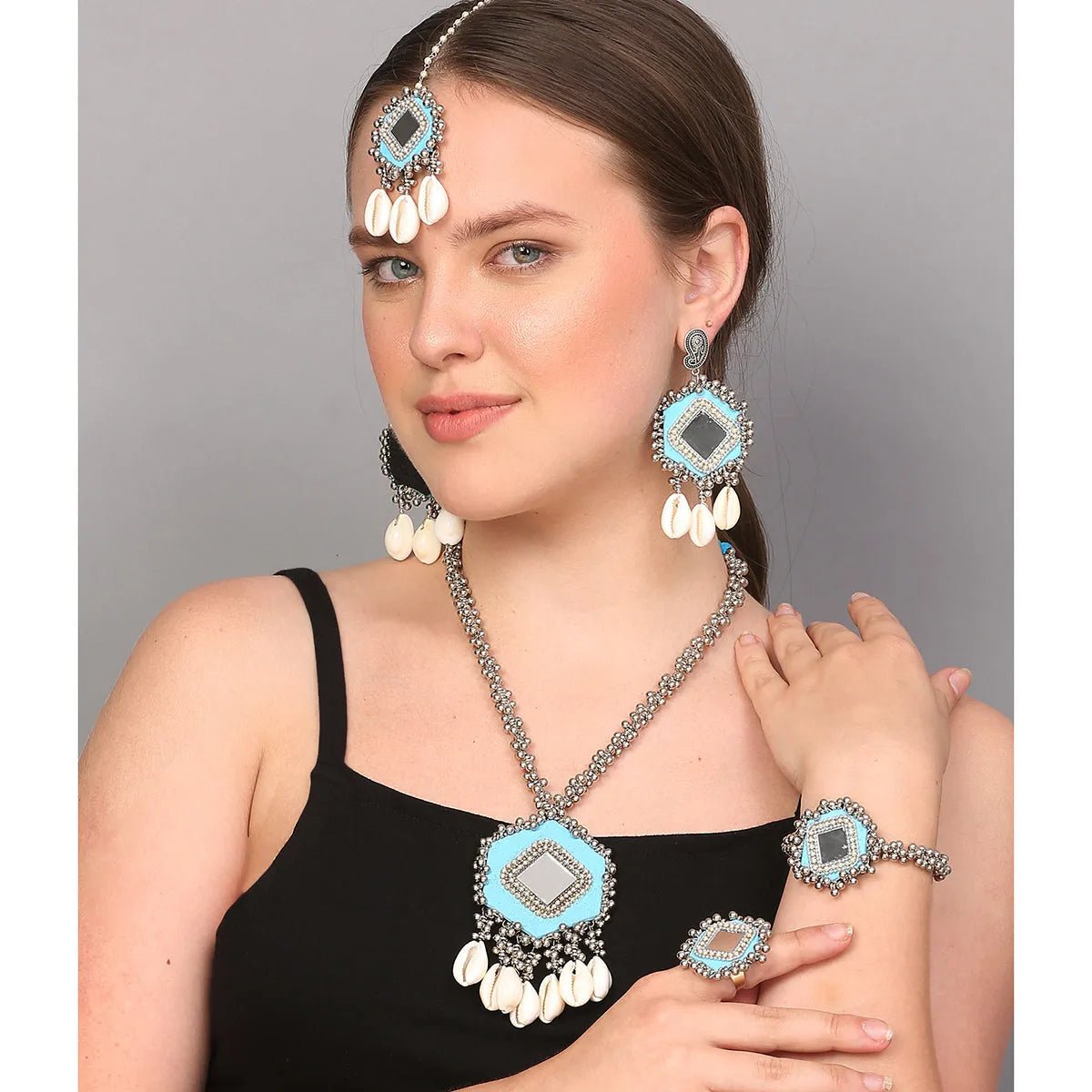 Skye Classic Multi Color Handmade Bridal Jewelry (Shaadi Set) - 009 - KHOJ.CITY