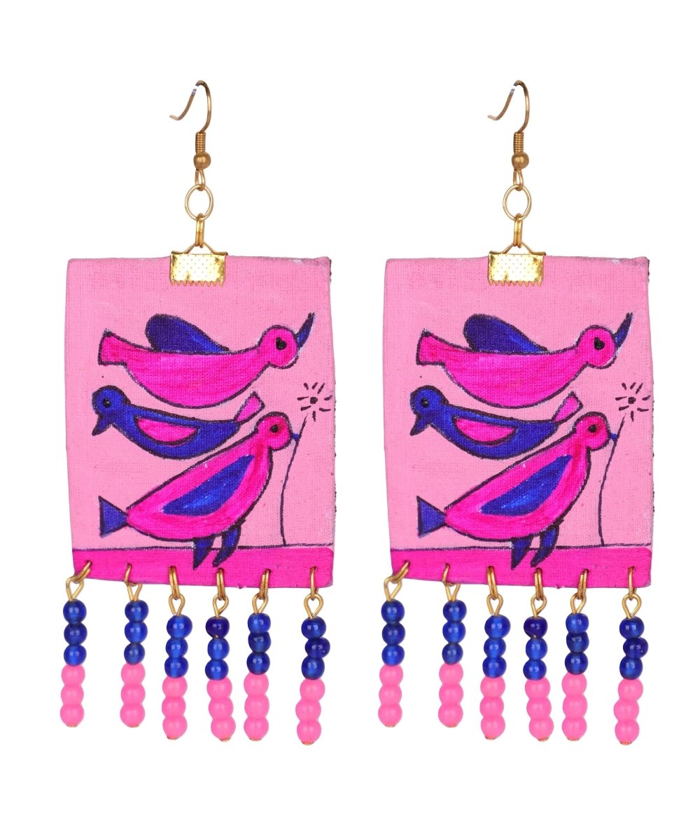 Spiti Traditional Multi Color Hand Painted Drop (Earrings) HP - ER - 182 - KHOJ.CITY