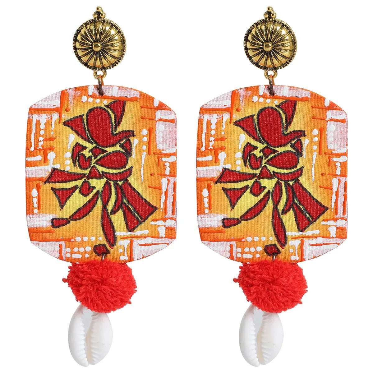 Taandav Mumbai Cha Ganesha Traditional Multi Color Hand Painted Drop (Earrings) HP - ER - 140 - KHOJ.CITY
