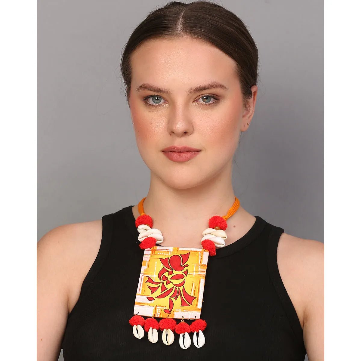 Taandav Mumbai Cha Ganesha Traditional Multi Color Hand Painted (Necklace) HP - NP - 146 - KHOJ.CITY