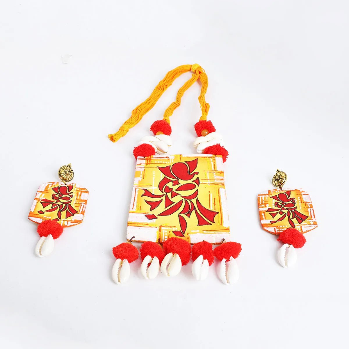 Taandav Mumbai Cha Ganesha Traditional Multi Color Hand Painted (Necklace set) HP - NP - KHOJ.CITY