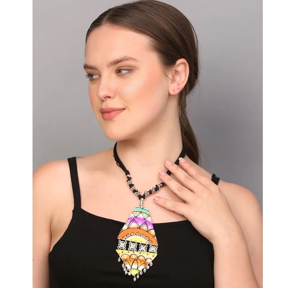 Triangular Bohemian Multi Color Handmade (Necklace) HM - NP - KHOJ.CITY