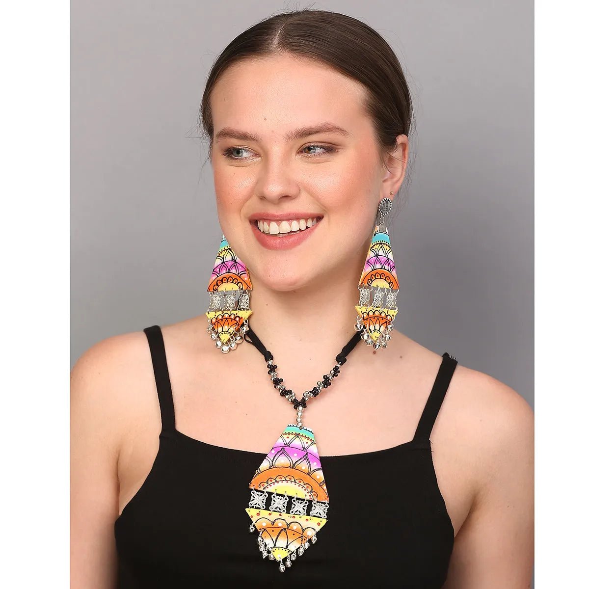 Triangular Bohemian Multi Color Handmade (Necklace set) HM - NP - KHOJ.CITY