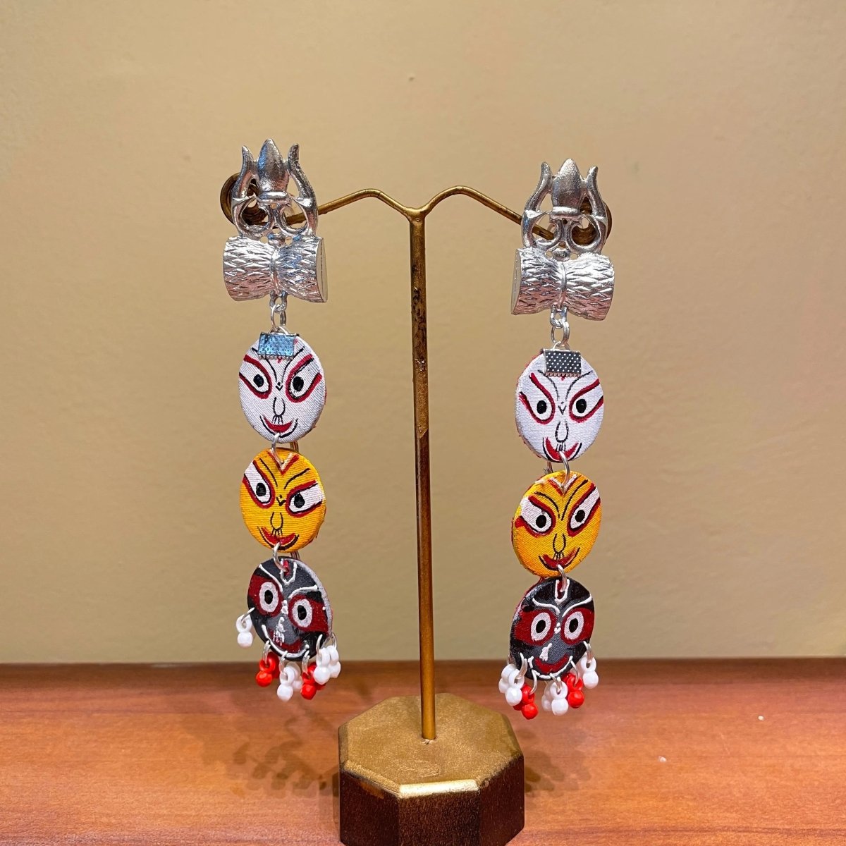 Trio Jagannath Traditional Multi Color Hand Painted Drop (Earrings) HP - ER - 158 - KHOJ.CITY