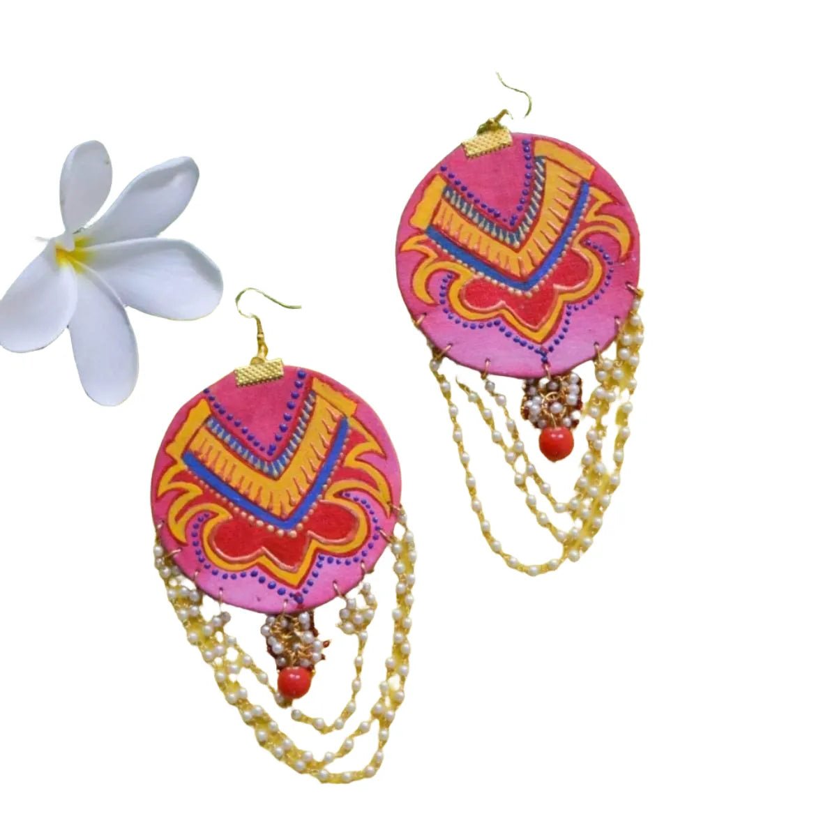 Ucchal Traditional Multi Color Hand Painted Drop (Earrings) HP - ER - 190 - KHOJ.CITY