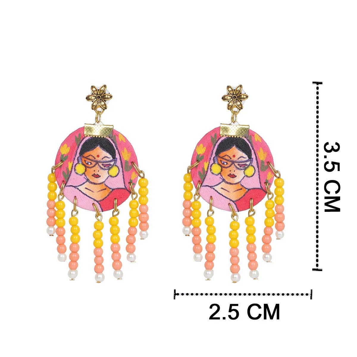 Unsanskari Bohemian Multi Color Hand Painted Drop (Earrings) HP - ER - 192 - KHOJ.CITY
