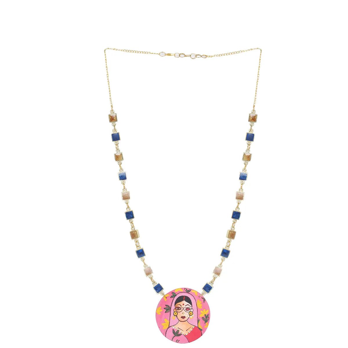 Unsanskari Bohemian Multi Color Hand Painted (Necklace) HP - NP - 103 - KHOJ.CITY