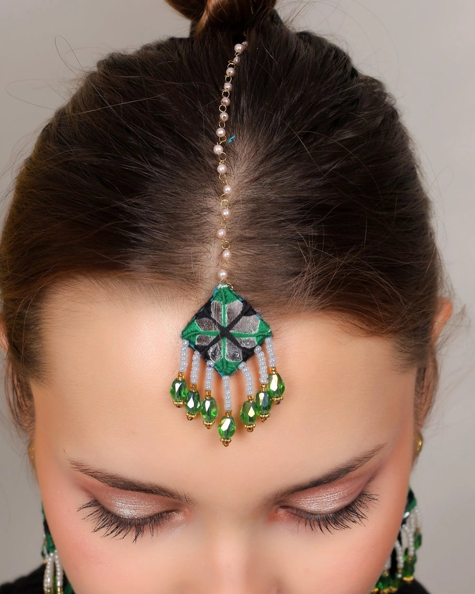 Vajra Mirror Classic Multi Color Handmade Bridal Jewellery (Shaadi set) - 008 - KHOJ.CITY