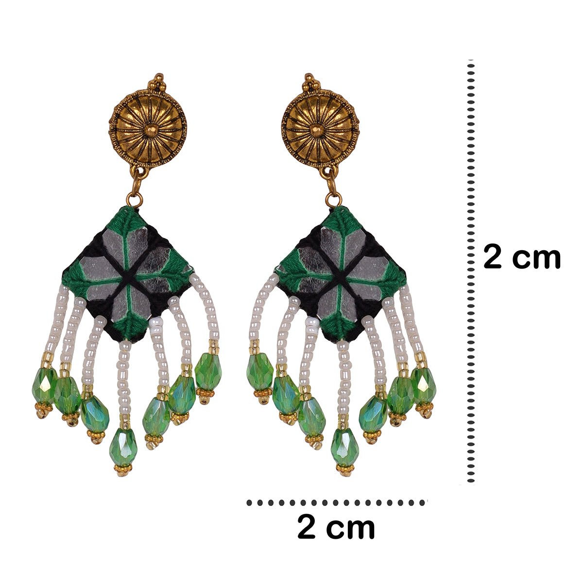 Vajra Mirror Classic Multi Color Handmade (Earring) HM - ER - 270 - KHOJ.CITY