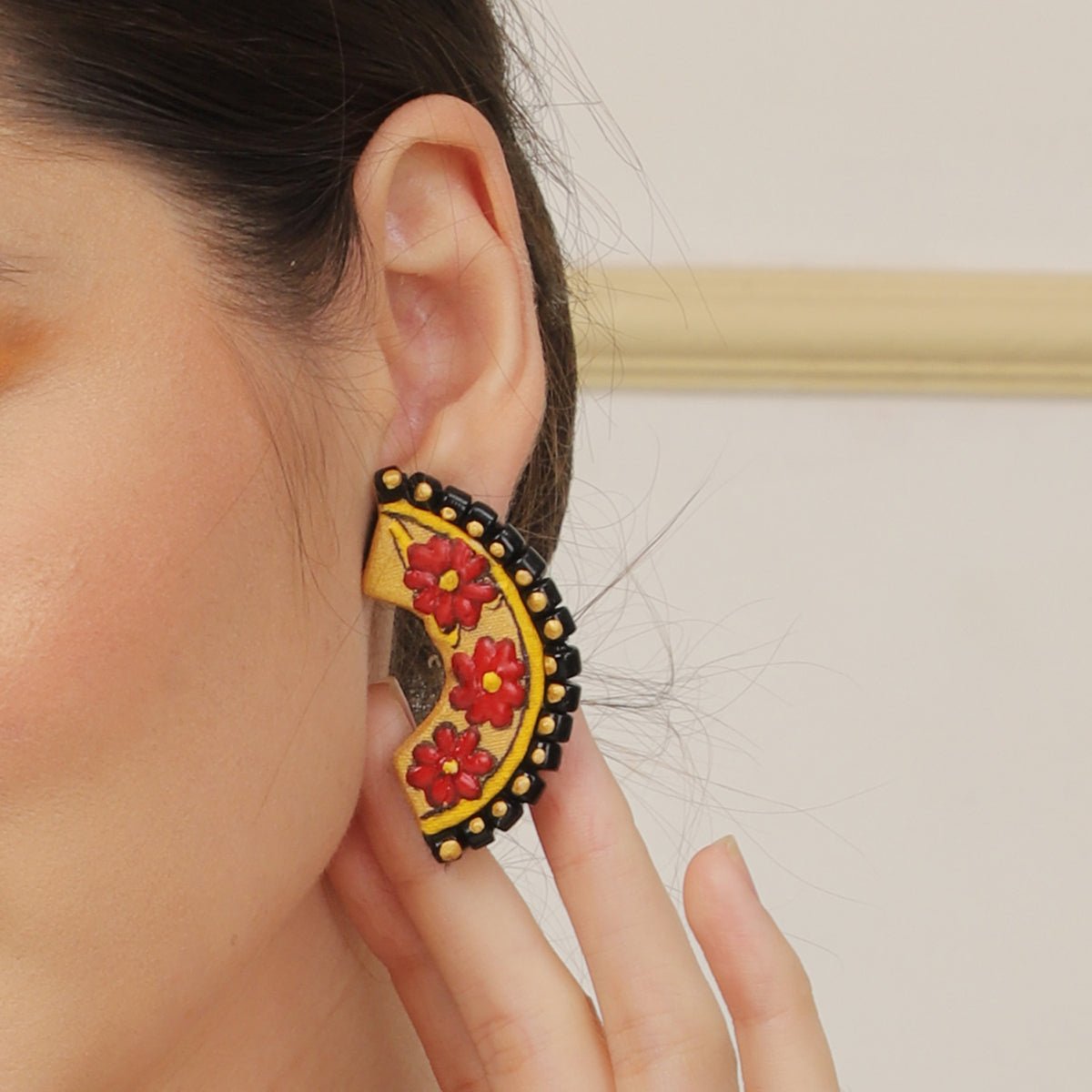 Vine Traditional Multi Color Hand Painted Drop (Earrings) HP - ER - 076 - KHOJ.CITY